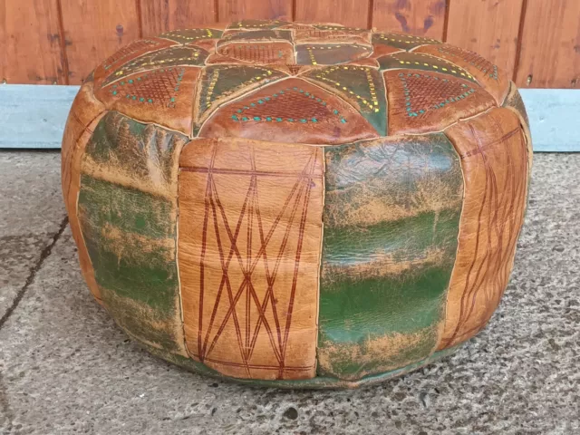 60er Vintage Hocker Sitzkissen Pouf Ottomane Kamelhocker 60s Kaminhocker braun 4
