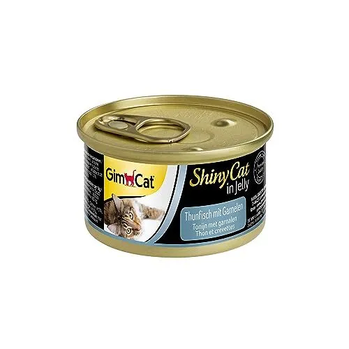 GimCat ShinyCat in Jelly - Nourriture humide pour chats au Thon aux crevettes