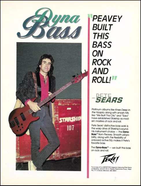 Jefferson Starship Pete Sears 1986 Peavey Dyna Bass Guitar advertisement print