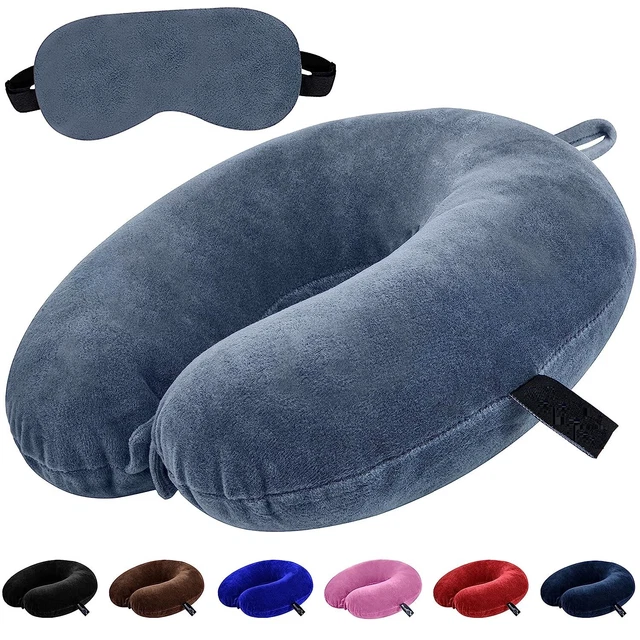 Premium Neck Pillow Eye Mask Combo Airplane Travel Pillow with Comfortable