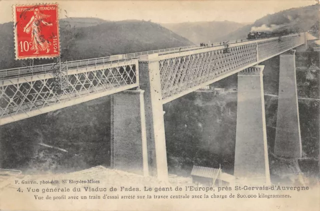 Cpa 63 Fades Viaduct Profile View With Travee Test Train (Rare