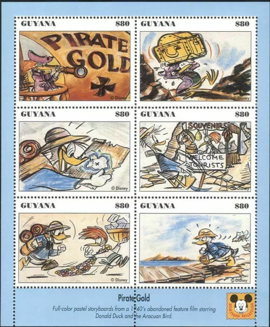 Guyane 1993 Disney Donald Duck Films Pirate Or Cinéma Dessins animés sht MNH