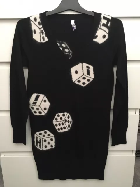 H BY HENRY Holland Black White Dice Jumper Ladies Debenhams 6 Angora 3.00 PicClick UK