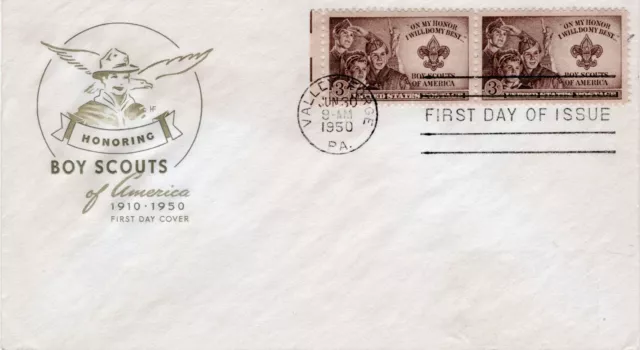 US FDC Sc# 995 3c PAIR "Boy Scouts of America", House of Farnam cachet [A12]