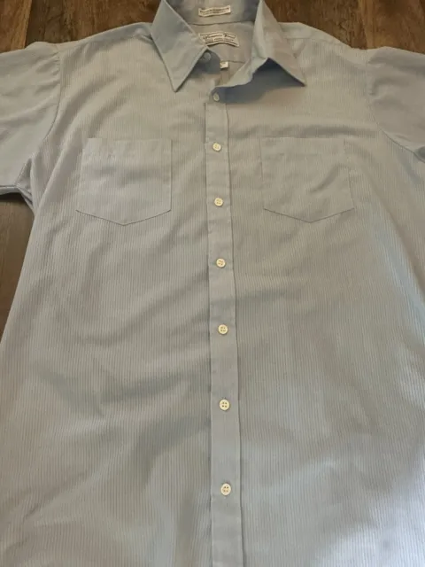 Men’s Vintage Sears Perma Prest Button Up Shirt Size 16 Tall Size Vintage Blue