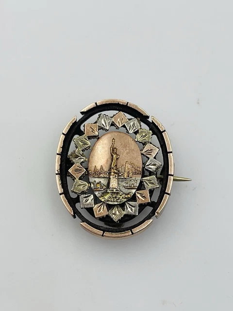 Broche Victorienne Miniature En Roulé Or - Camée Photo, Strass, Deuil, Antique