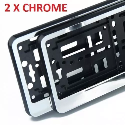 2 x "CHROME" EFFECT NUMBER PLATE HOLDER SURROUND CAR