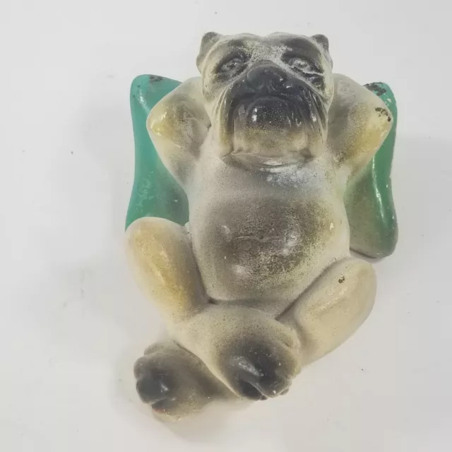 Funny Dog Bulldog Figure Statue Lazy Relaxing on Pillow