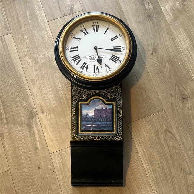 VINTAGE THOMAS KENT Greenwich London Wooden Wall Clock In Black And