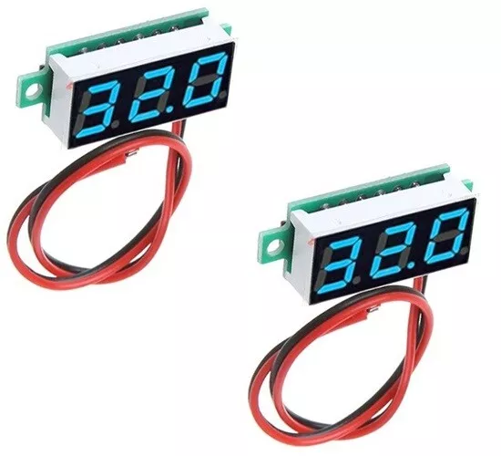 ATEC - Mini Voltmetro Digitale con Display LED 0.36" DC 3-30V (2 x 0.36" Blu)