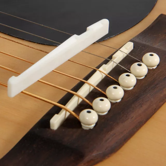 Fresh Buffalo Bone Bridge Saddle And Slotted Nut For 6 String Acoustic Guitar ^~