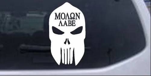 Punisher Skull Spartan Helmet Molon Labe Car Truck Window Laptop Decal Sticker