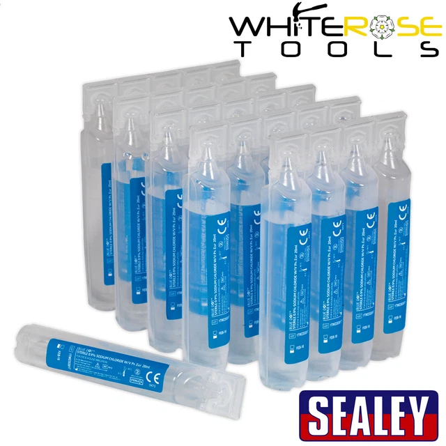 Sealey Eye/Wound Wash Solution Pods Pack of 25 Sterile Saline First Aid