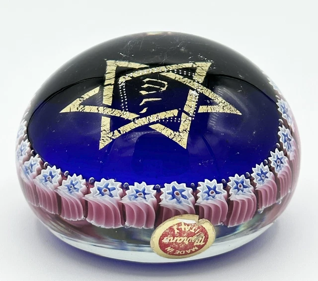 VINTAGE MURANO MILLIFIORI Judaica Jewish Star of David Glass