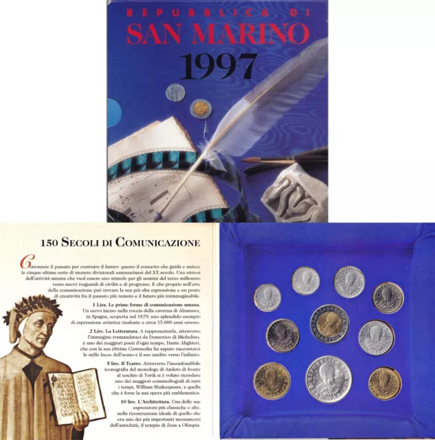 SAN MARINO Serie divisionale 1997 FDC 1000 Lire ARGENTO 