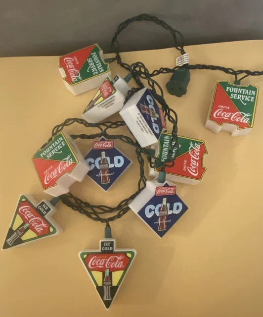 Vintage COCA COLA String Lights Blow Mold Covers 8 ft 10 lights Works Tested