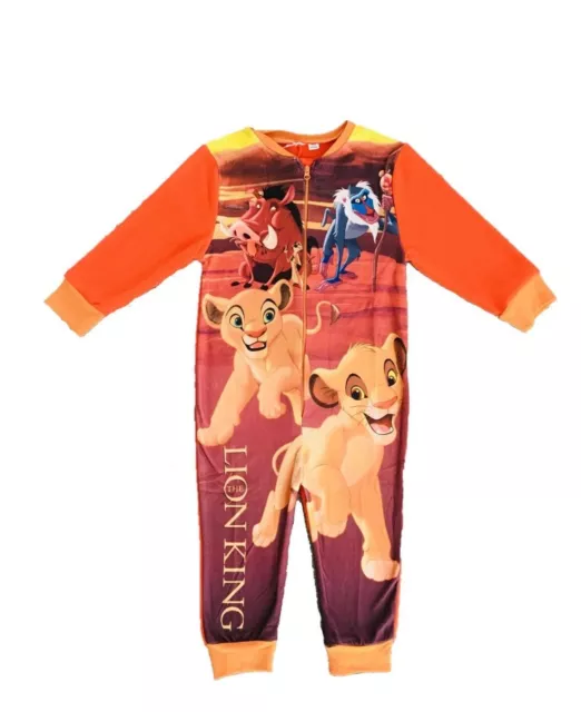 Boys Lion King 1Onesie One Piece Micro Fleece Pyjamas Age 1-5 Yrs Disney Zip Up