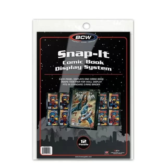BCW Comic Book Display Frame Clear Plastic Snap It Slab Page Black Hangble /Page