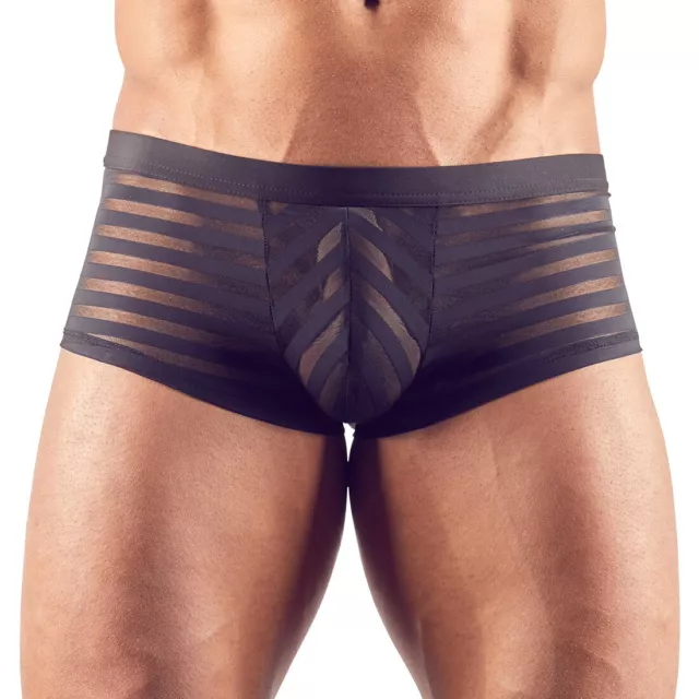 Sexy Herren-Pants S-2XL schwarz transparent gestreift Boxer Slip Anmachen