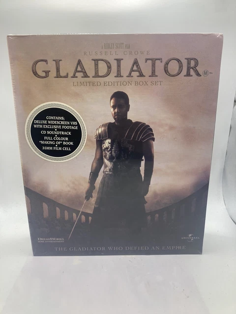 Gladiator, Limited Edition Box Set Sealed! Widescreen VHS Video, CD & Book.