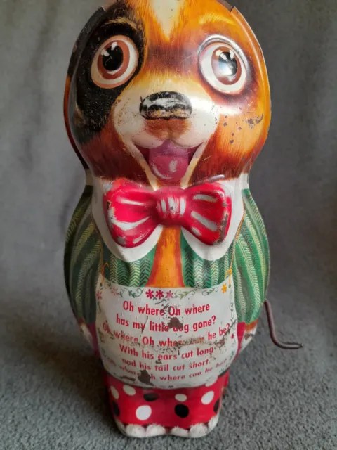 Vintage 1950s Tin Litho Mattel Where Has My Little Dog Gone Wind Up Toy