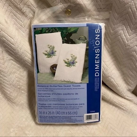 Dimensions Crewel Bordado Mariposas Botánicas Toallas de Invitado Artesanía enhebrado