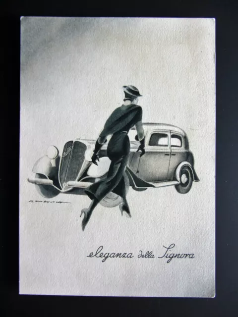 Cartolina originale FIAT LA NUOVA BALILLA illustratore M. Dudovich anni '30