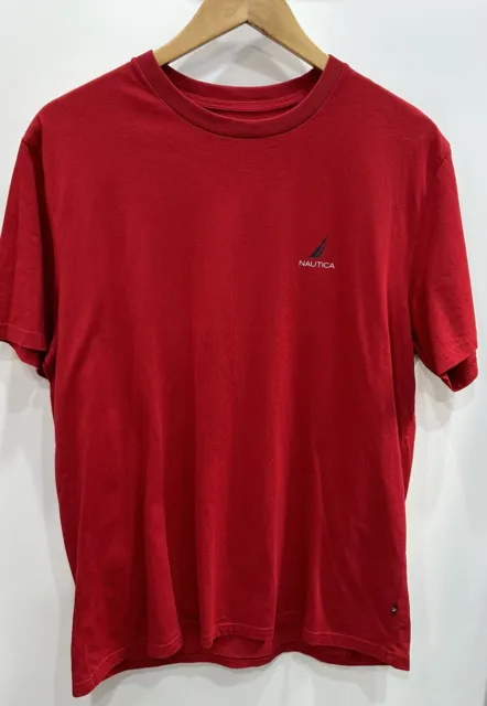 Nautica Mens T-Shirt Size M Red Big Back Logo Short Sleeve Tshirt.