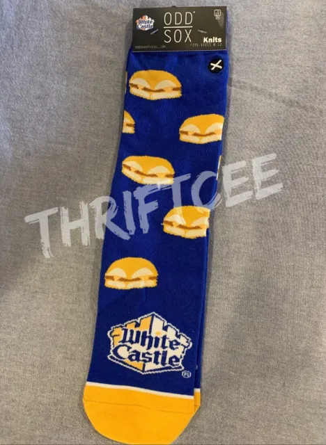 NWT White Castle Odd Sox Men's Socks Blue Hamburger Junk Food Burger Restaurant