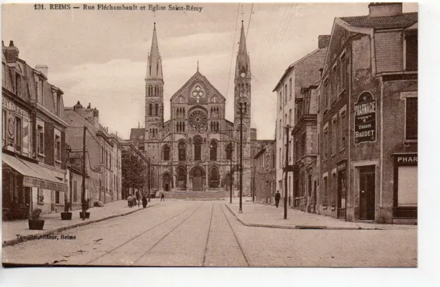 REIMS - Marne - CPA 51 - Les rues - rue Fléchambault - Pharmacie Eglise St Remy