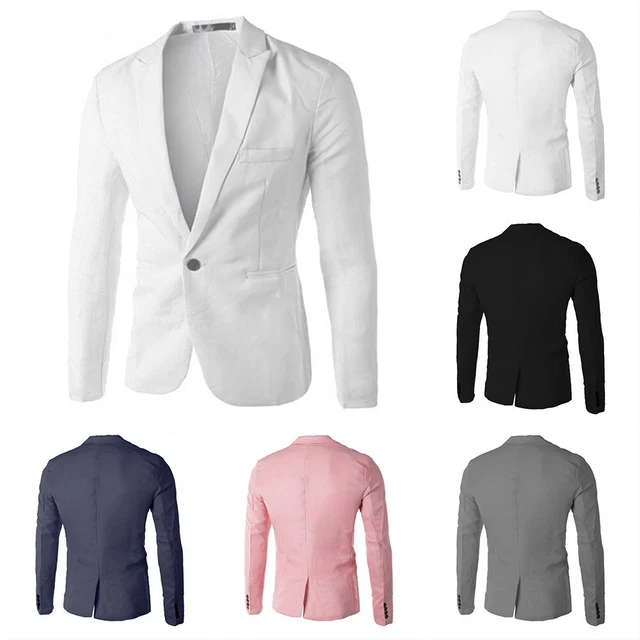 Uomo Formale Business Lavoro Uno Pulsante Giacca Blazer Casual Slim Fit Tuta Top