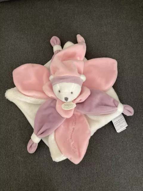 Doudou et compagnie plat ours blanc rose mauve violet Mon Doudou Collector