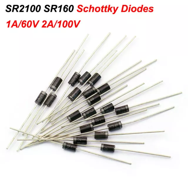 20/100/500/1000 Stück SR2100 SR160 Shottky Schottky Diode DO201 2A/100V 1A/60V