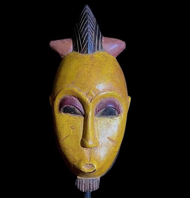 AFRICAN MASK ANTIQUES tribal art Face Carved Wooden Guro Mask Wall
