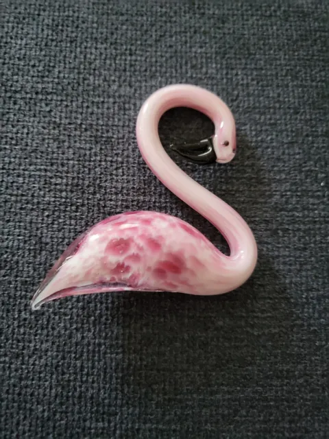 Mini  Pink Flamingo Bird  Art Glass Figurine