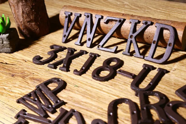 Cast Wrought Iron Black Antique House Door Address Alphabet Letters Numbers