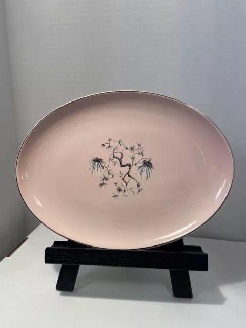 Taylor Smith Taylor Pink Oval Serving Platter Dwarf Pine Plate MCM 1950’s
