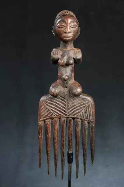 Luba, Comb with Ancestor Sculpture, D.R. Congo, Central African art