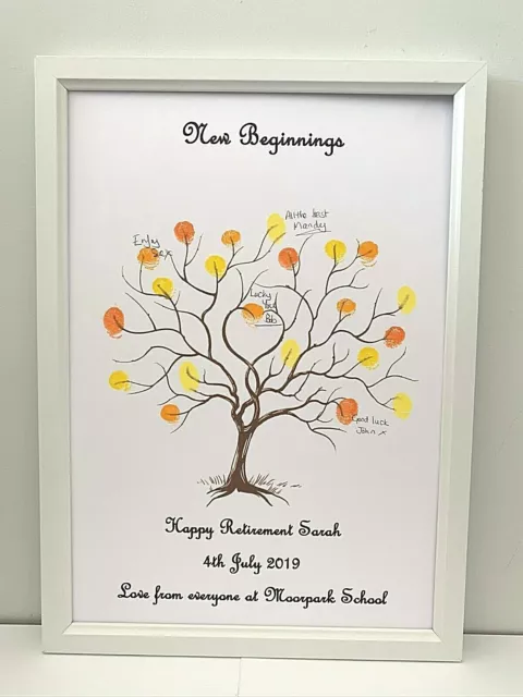 Personalised Wedding Christening Birthday Fingerprint Tree Guest