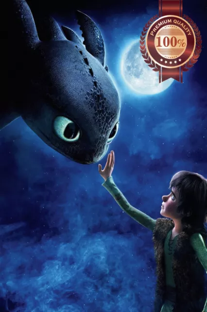 How To Train Your Dragon Hiccup Toothless Moon Wall Art Print Premium Poster