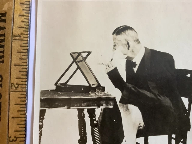 Antique Freak Circus Photo Postcard Odd Strange & Bizarre Man Shaving With Feet