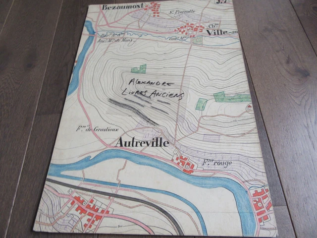 Large Manuscript Plan 1890 Bezaumont Autreville Meurthe Et Moselle