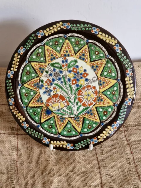 Antique Swiss Thoune Thun Hand Painted Majolica Floral Decorative Plate