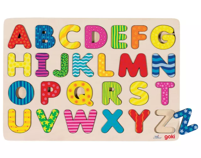 PUZZLE Alphabet ABC Setzpuzzle Steckpuzzle Holzpuzzle Alphabetpuzzle A-Z bunt