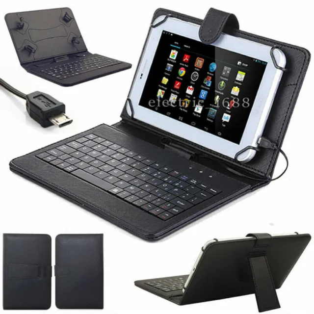 7'' 8'' Tablet USB Keyboard Stand Cover Leather Folio Ultra-Slim Case For Lenovo