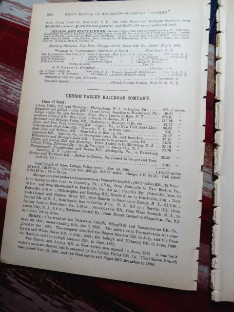 ☆1895 train report LEHIGH VALLEY RAILROAD  Coxton Duryea Blackwood Belfast PA