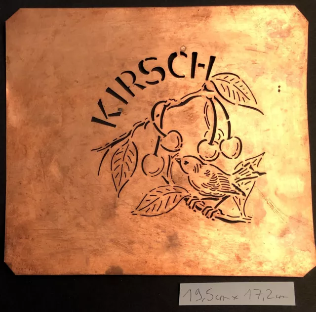 Pochoir ancien en laiton  KIRSCH avec un moineau - pour gâteaux et pâtisseries