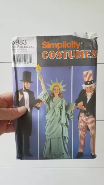 Simplicity Costumes 5983 Patriot Uncle Sam Abe Liberty XS-XL UNCUT Pattern