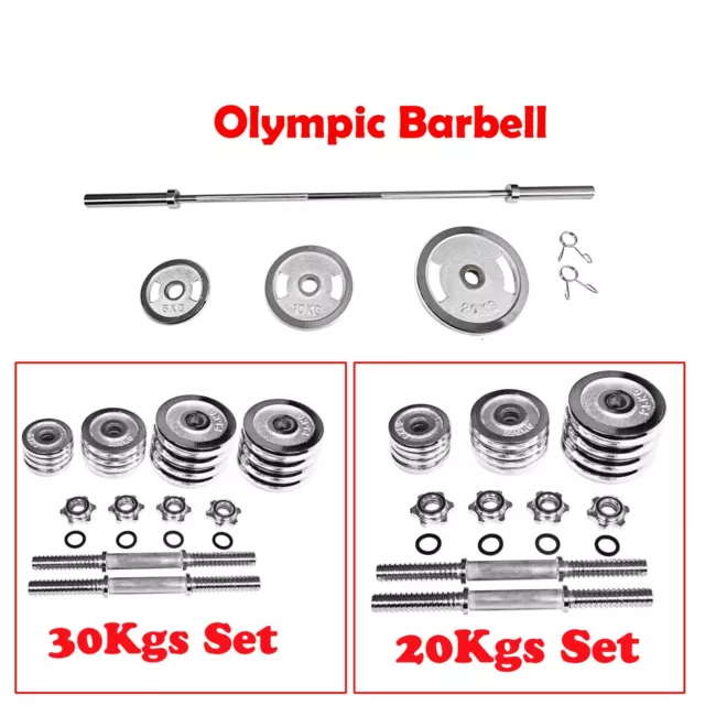 1.8m 2.1m Olympic Barbell Bar 20kg 30kg Dumbell 5kg 10kg 20kg Weight Plate