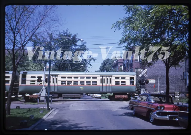 Original Slide Cta 6031 Chicago Transit Rr Crossing Kodachrome 1963